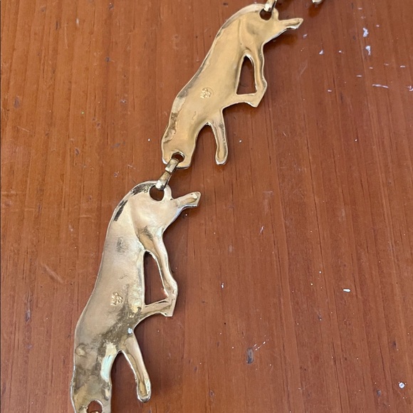 VTG 1997 NI Gold Tone Metal Jaguar Jungle Cat Chain Link Fashion Belt Womens - Picture 8 of 9